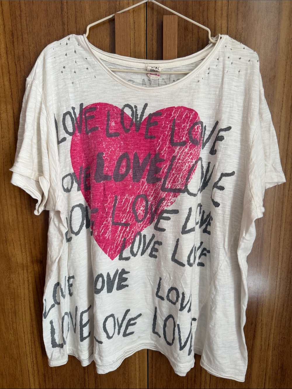 Magnolia Pearl White Short-Sleeve Tee with Pink Heart & Black Text